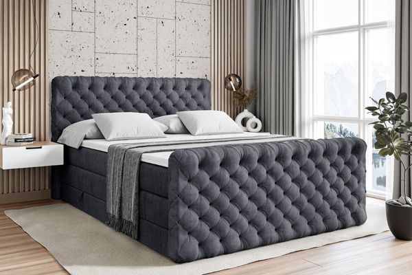 ALTDECOR Boxspringbett BOXI8-Z KING (Multipocket-Matratze H4, H3 Matratze Bonellfederung, Topper, Kopfteil), Doppelbett mit Fußteil