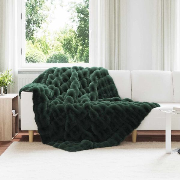 vidaXL Rutschfeste Decke aus Kunstkaninchenfell Olite 4 pcs Dunkelgrün 42021822