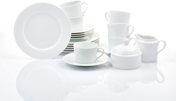 Retsch Arzberg Kaffeeservice HEIKE WEISS, Geschirr-Set 20-tlg, mit Milch & Zucker, Porzellan, rund (20-tlg), 6 Personen, Porzellan, Tassen & Teller plus Milch & Zucker, perfekt von früh bis nachmittags
