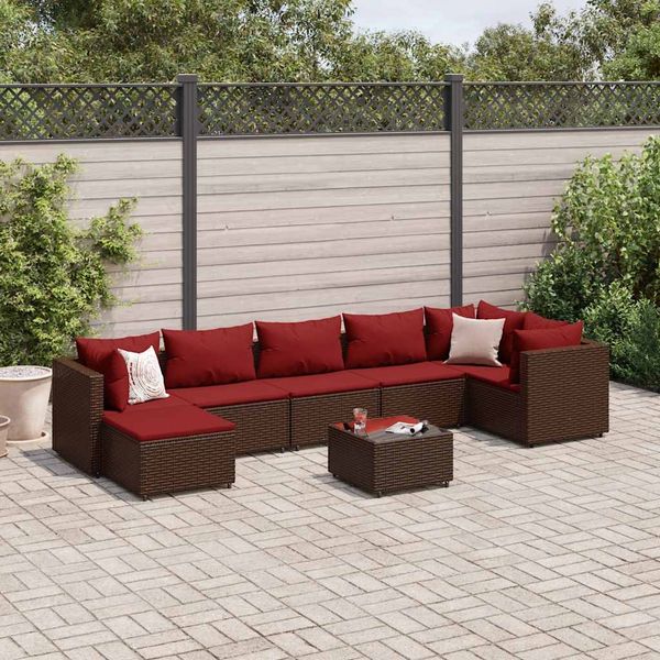 vidaXL 8-tlg. Garten-Lounge-Set mit Kissen Braun Poly Rattan 3308237