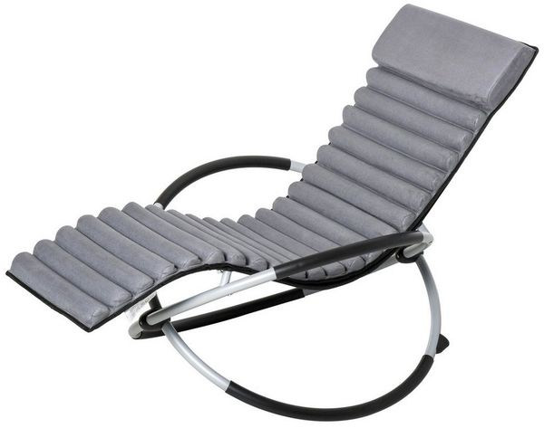 MC Star Gartenstuhl Schaukelstuhl ergonomischer 2 in 1 Schwingsessel Schaukelliege, Textilene kugelförmig Schwarz 145 x 74 x 88 cm für Komfort im Garten