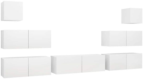 7-tlg. TV-Schrank, Lowboard TV Set Weiß Holzwerkstoff Bild 2