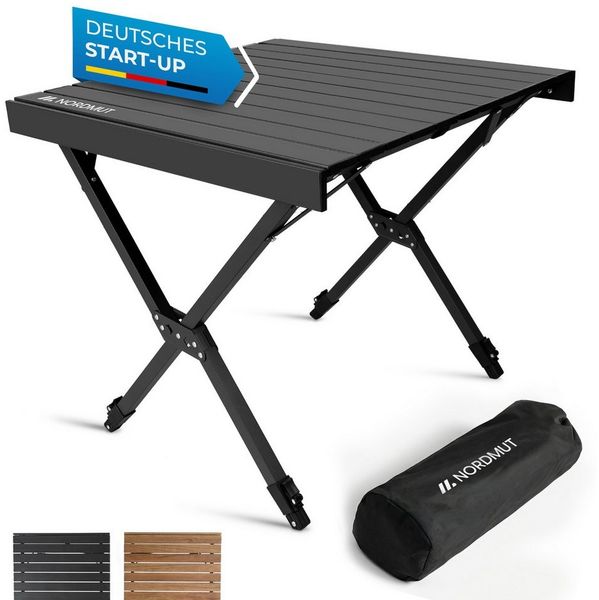 Nordmut Campingtisch Outdoor Tisch klappbar 110x70 cm höhenverstellbar Aluminium (kratzfeste Tischplatte für Camping Garten Balkon & Festival), wetterfester Klapptisch mit Tragetasche bis 50 kg belastbar