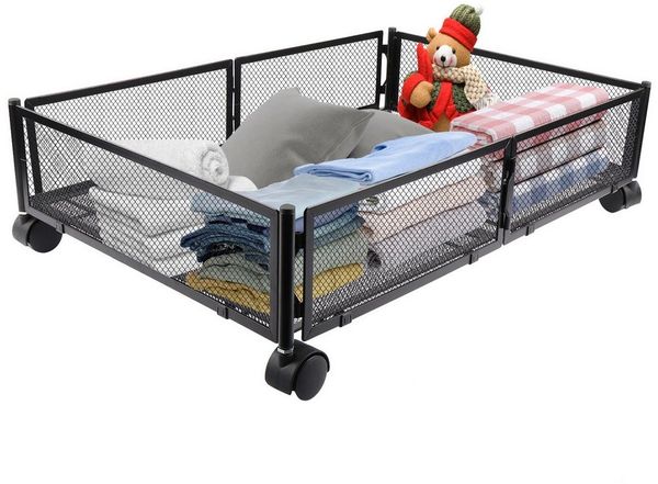 JEOBEST Unterbettkommode Unterbettaufbewahrung mit Rädern Metallrahmen, Faltbare Unterbettbox
