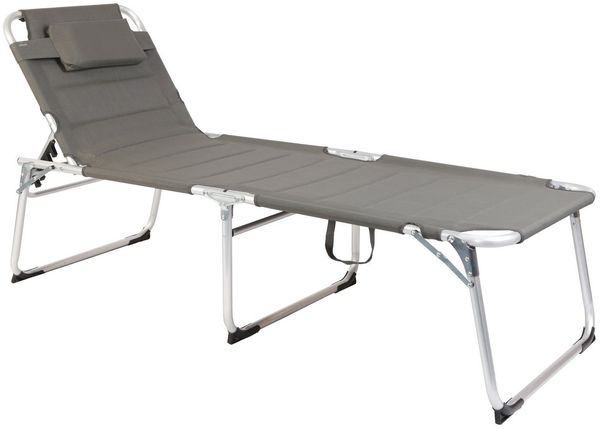 Spetebo Gartenliege XXL Aluminium Gartenliege 200x70 cm - grau, Stück, 1 St, Sonnenliege, Breite Sonnenliege mit Kopfkissen
