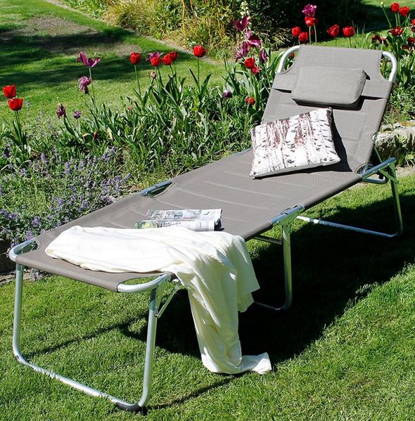 Spetebo Gartenliege XXL Aluminium Gartenliege 200x70 cm - grau, Stück, 1 St, Sonnenliege, Breite Sonnenliege mit Kopfkissen