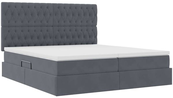 vidaXL Bett mit LED-Lichtleisten Dunkelgrau 180 x 200 cm Samt 3372894 Bild 6