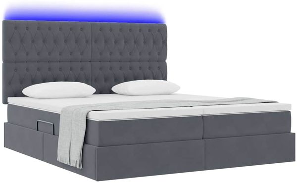 vidaXL Bett mit LED-Lichtleisten Dunkelgrau 180 x 200 cm Samt 3372894 Bild 3