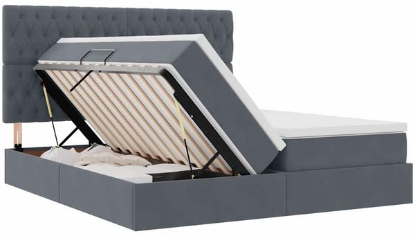 vidaXL Bett mit LED-Lichtleisten Dunkelgrau 180 x 200 cm Samt 3372894 Bild 8