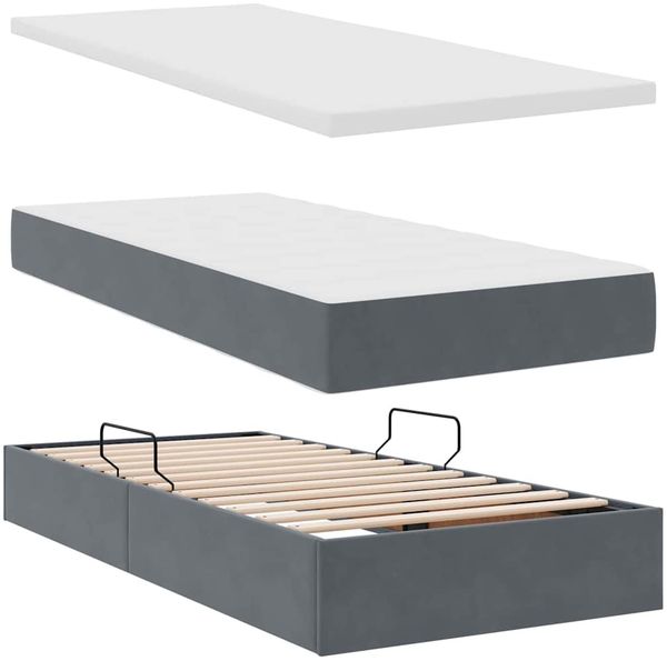 vidaXL Bett mit LED-Lichtleisten Dunkelgrau 180 x 200 cm Samt 3372894 Bild 9