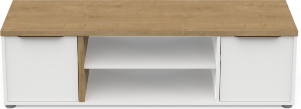 Demeyere TV-Bank, Weiß und Eiche, 135 x 39 x 40 cm