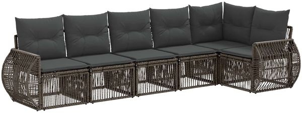 vidaXL Gartensofa-set 6 pcs Grau und Dunkelgrau Poly-Rattan 3435422