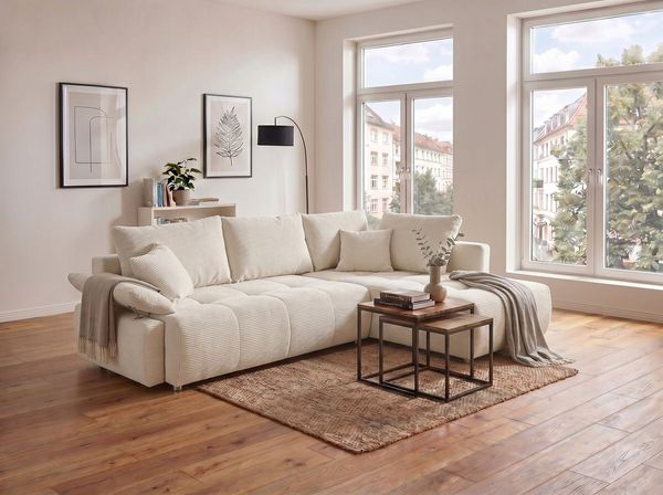 COLLECTION AB Ecksofa Funtastic, Breite 213 cm, mit Schlaffunktion, Bettkasten, Armverstellung und Bonnelfederkern