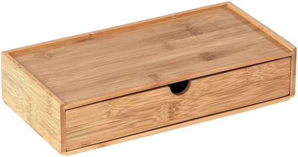 WENKO TERRA Aufbewahrungsbox, Braun, mit Schublade, aus Bambus