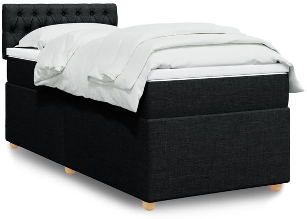 vidaXL Boxspringbett mit Matratze Schwarz 80x200 cm Stoff 3286516