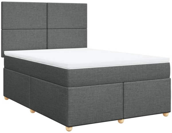 vidaXL Boxspringbett mit Matratze Dunkelgrau 140x200 cm Stoff 3291297