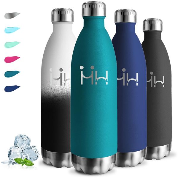 Trinkflasche- 1l- Trinkflasche Edelstahl, Thermosflasche Auslaufsicher, BPA-Freie, Wasserflasche Kohlensäure Geeignet, 24h Kalt & 12h Warm, Wasserflasche Doppelwandig, für Wandern, Fitness, Camping