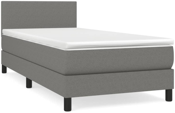 vidaXL Boxspringbett mit Matratze Dunkelgrau 90x190 cm Stoff 3139858