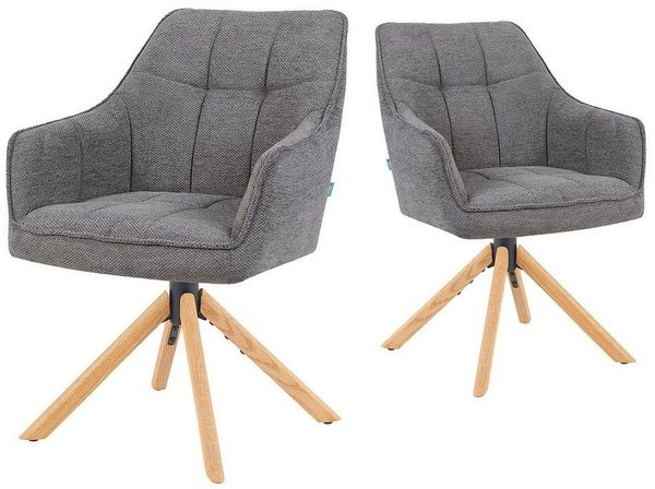 DUBI Möbel Polsterstuhl THOMAS-MIRA, 360° drehbar Massivholz oder Metallgestell 2er-Set