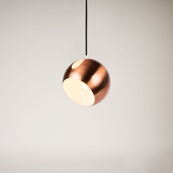 s.luce Ball Metall Pendelleuchte mit drehbarem tauschbaren Schirm Kupfer Ø 20cm