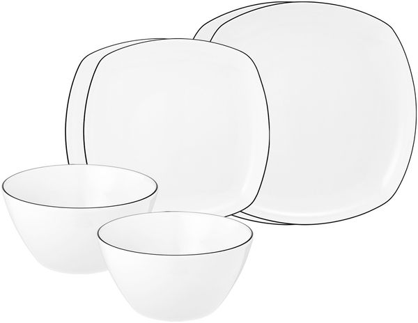 Seltmann Weiden Lido Black Line Basic-Set 6-teilig eckig
