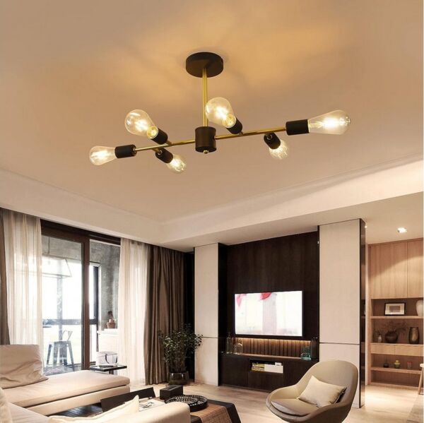 ZMH LED Deckenleuchte 3/6 Flammig Deckenstrahler Vintage E27 Schwarz-Gold Schlafzimmer, mit 3 Spots Kronleuchter, LED fest integriert, Modern Deckenspots für Esszimmer Küche