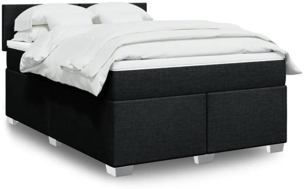 vidaXL Boxspringbett mit Matratze Schwarz 140x190 cm Stoff 3288178