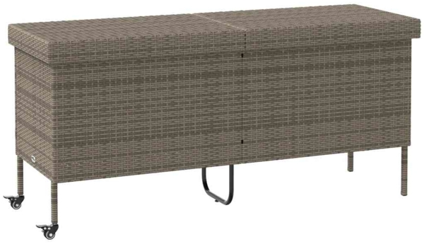 vidaXL Gartentruhe mit Rollen Grau 160x55x75 cm Poly Rattan 4103833