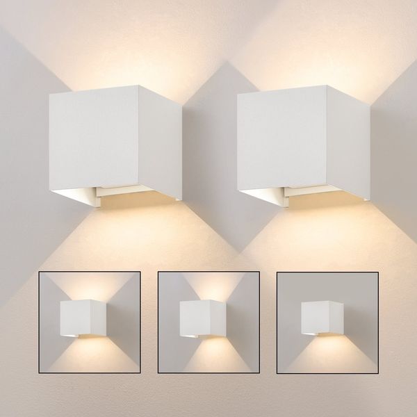 ZMH 5W LED Wandleuchte, 2 Stück - Außen-/Innenwandlampe Weiß, Verstellbarer Doppelstrahl Wasserdicht IP65 230V 3000K