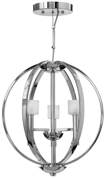 Elstead Lighting QN-MONDO3 QUINTIESSE Kronleuchter Mondo G9 3W LED 3000K Stahl, Chrom poliert; Glas satiniert weiß H:51. 1cm Ø45. 7cm dimmbar höhenverstellbar