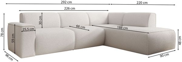 Selsey 'Bouvi' Ecksofa mit seitlicher Rückenlehne an der Ottomane, rechts, beige, Bouclé Bild 4