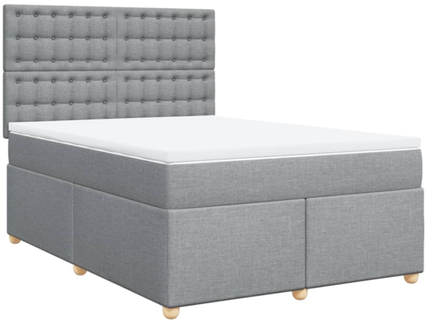 vidaXL Boxspringbett mit Matratze Hellgrau 140x200 cm Stoff 3291317