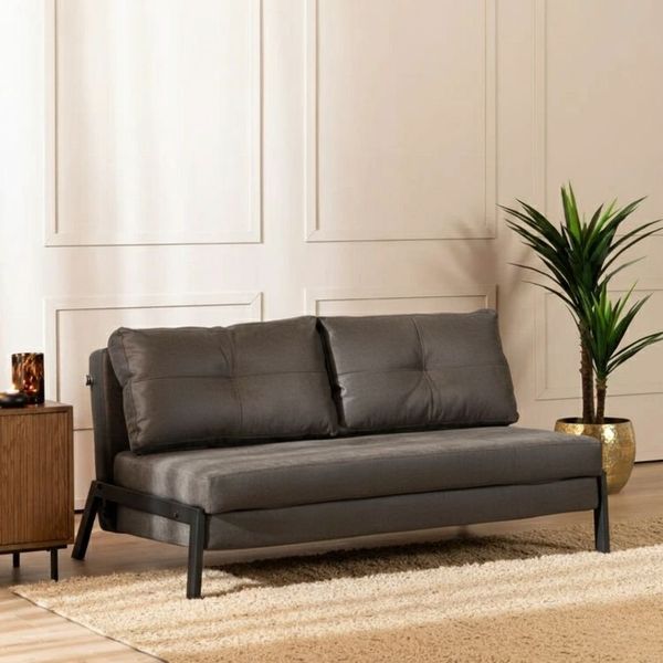 Bronx71 Schlafsofa 2-Sitzer Mikko Eco-Leder anthrazit