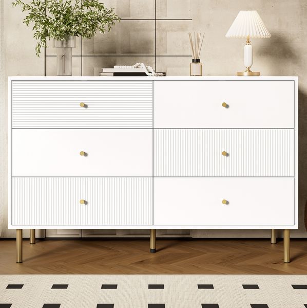 Kommode 120x40x78 cm - Moderne 6-Schubladen Kommode mit Zinklegierung-Griffen