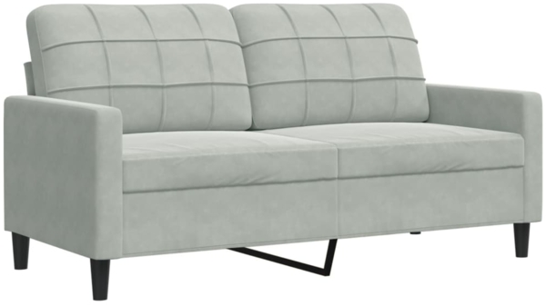 vidaXL 2-tlg. Sofagarnitur mit Kissen und Nackenrollen Hellgrau Samt 3278491 Bild 4