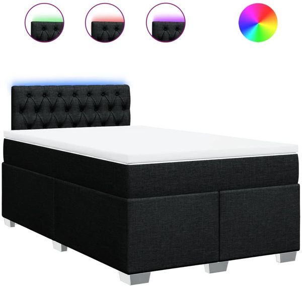 vidaXL Boxspringbett mit Matratze Schwarz 120x200 cm Stoff 3288164 Bild 2