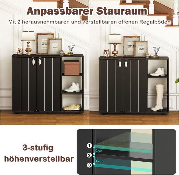 COSTWAY Schuhschrank Schuhregal mit verstellbare Regal, Holz, 12-15 Paar Schuhe