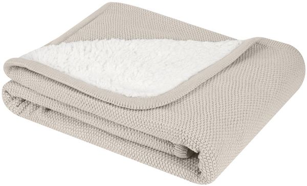 Kikkaboo Babydecke gestrickt Dream big 100 x 75 cm, Schmusedecke, 100% Baumwolle hellbraun