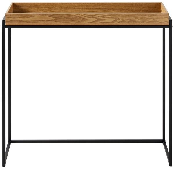 Calicosy 'JESSIE' Konsole mit Randplatte und schwarzen Metallbeinen L100 cm - Helles Holz