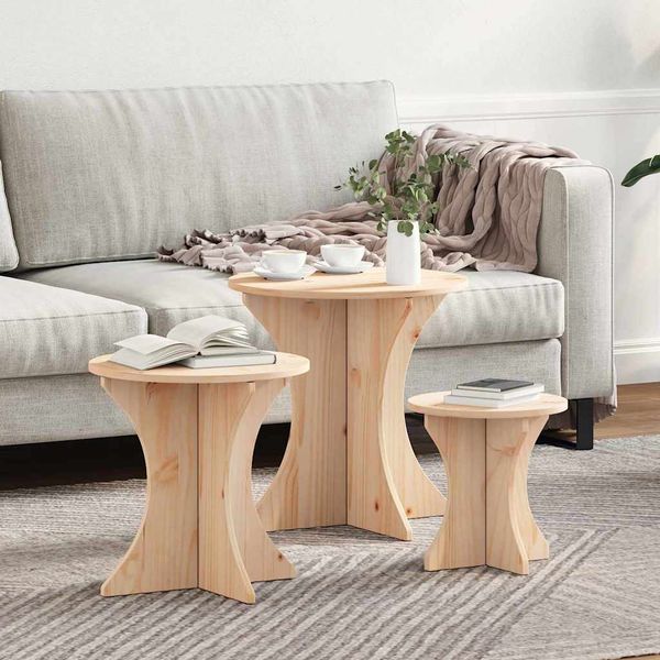 vidaXL Couchtisch 3 pcs Natur 873568