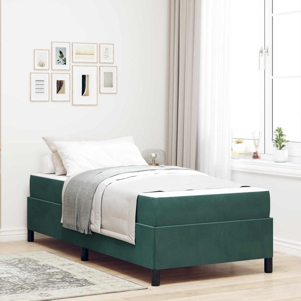 vidaXL Bettrahmen mit Matratze Dunkelgrün 90 x 190 cm Stoff 3399033