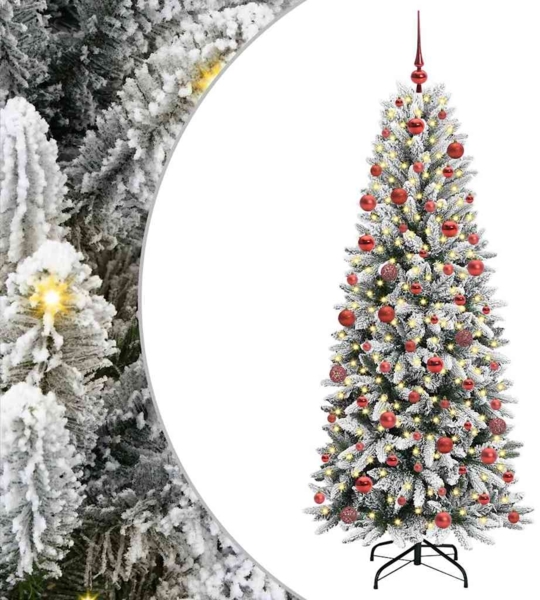 vidaXL Künstlicher Weihnachtsbaum mit 300 LEDs mit Ständer Weiß 180 cm 3396045