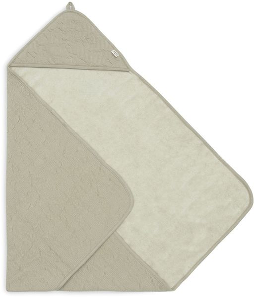 Jollein Kapuzenhandtuch Badetuch 75x75 cm Soft Waves Olive Green