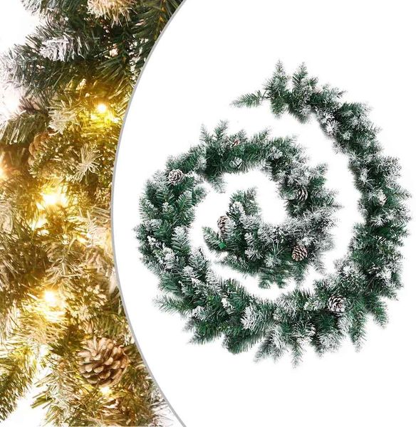 vidaXL Weihnachtsgirlande mit LED-Lichtern Grün 5,2 m PVC 345170
