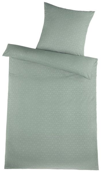 Optidream Bettwäsche Set Mikrofaser 135x200 Design geprägt Cube salbei, Mikrofaser, 2 teilig, Sommer Geschenke Idee Frauen Männer weich sale Reißverschluss Partner