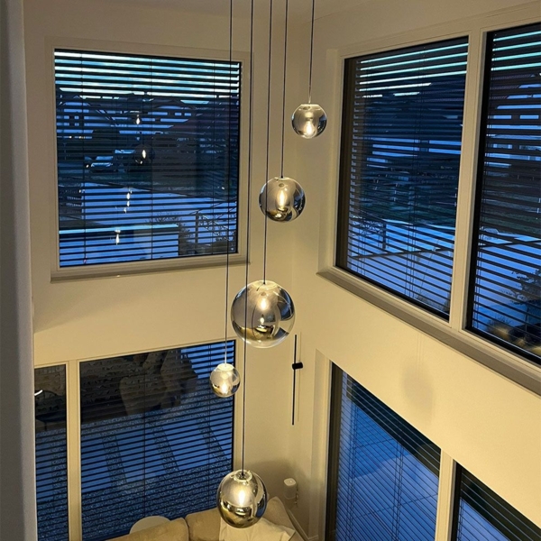 s.luce Orb Glaskugel Pendelleuchte Aufhängung 150cm Weiß Rauch Ø 40cm Bild 14