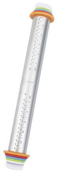 Maximex Teigroller Edelstahl Edelstahl, Polypropylen, Teigausroller mit Abstandhaltern für Teigdicke und Messskala