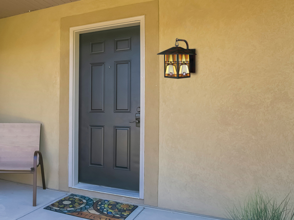 Außenleuchte, Wandlampe, Handgefertigtem Kunstglas in Saphirblau Bild 5