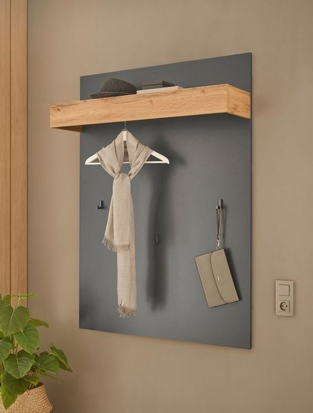Home affaire Garderobenpaneel GiRON/CiTY, Wandregal in vier Farben, Flurgarderobe mit Hutablage, mit Kleiderstange und Haken, 100 cm breit