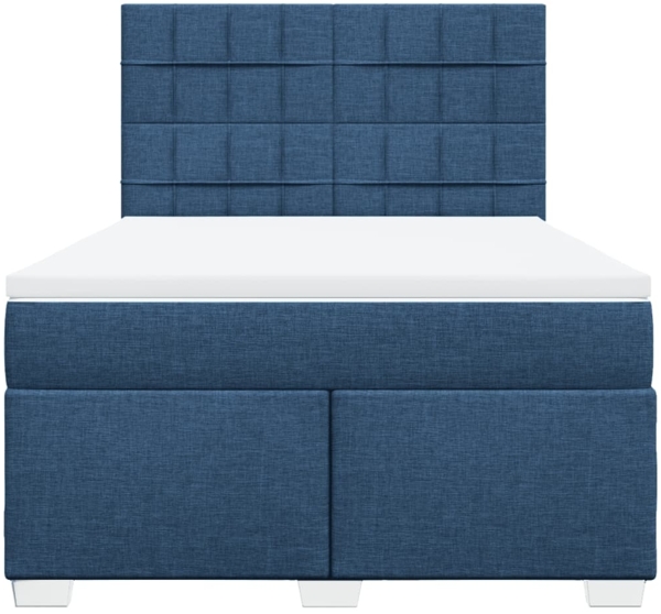 vidaXL Boxspringbett mit Matratze Blau 140x200 cm Stoff 3290517 Bild 3